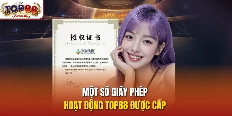 Một số giấy phép hoạt động top88 được cấp 